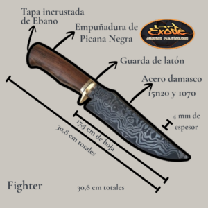 Infografia Cuchillo Fighter Damasco