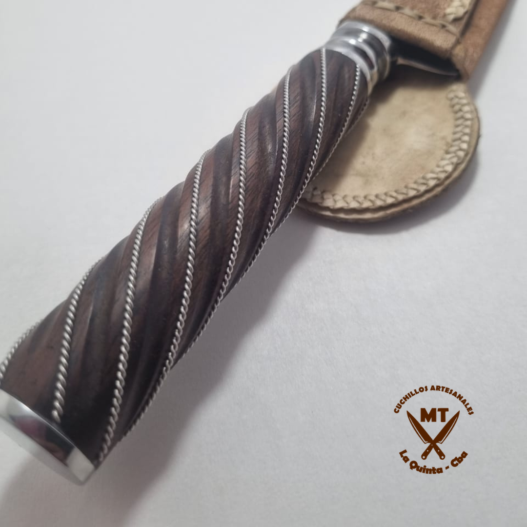 Cabo de madera de Itín con incrustaciones de alambre inoxidable